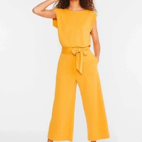 LOFT Pants Jumpsuits The Loft Lou Grey Yellow Jumpsuit Xl